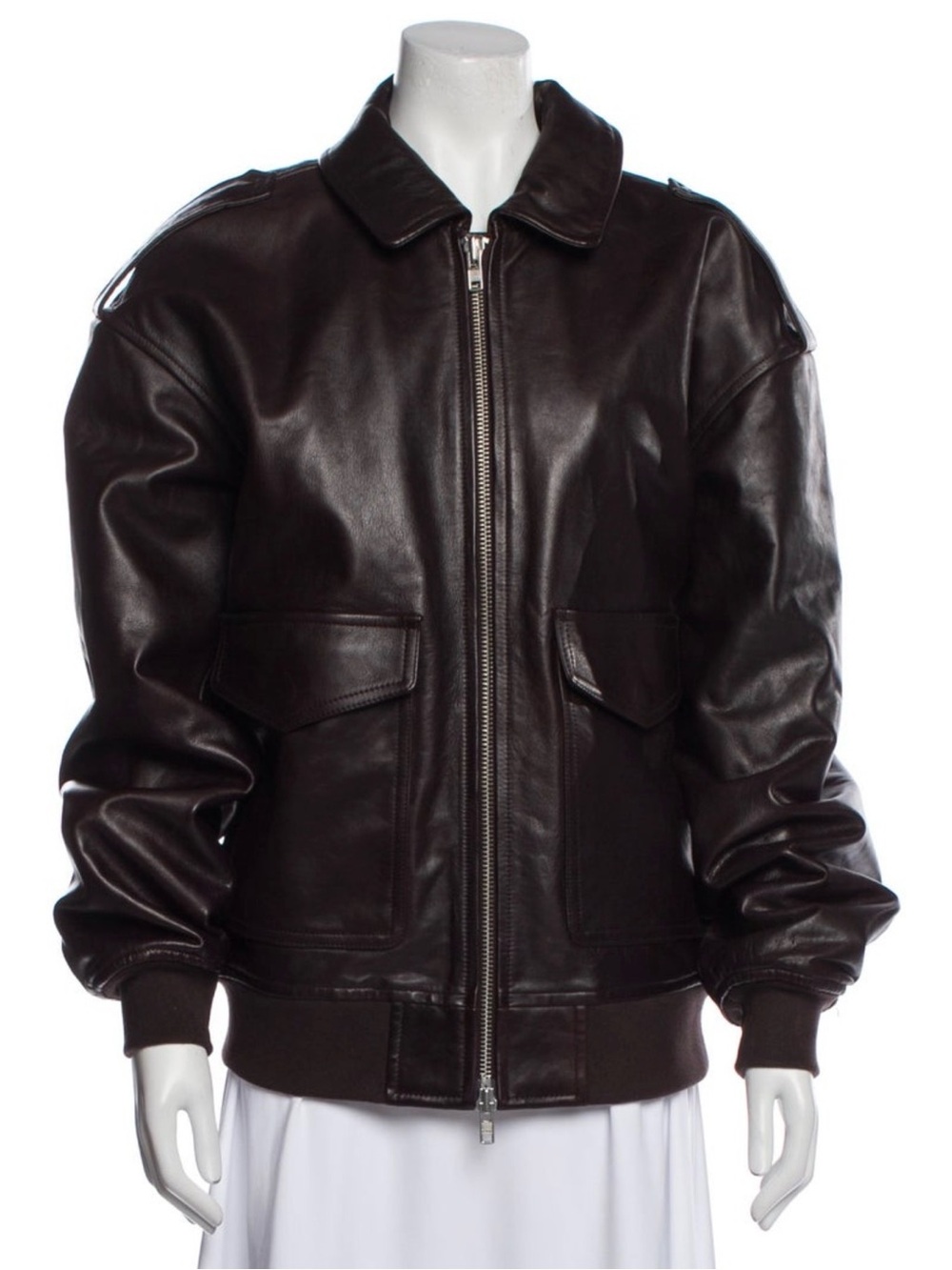 The Frankie Shop VIPER LEATHER JACKET - BROWN - Picture 14 of 17